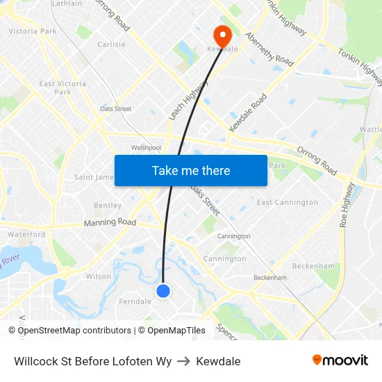 Willcock St Before Lofoten Wy to Kewdale map