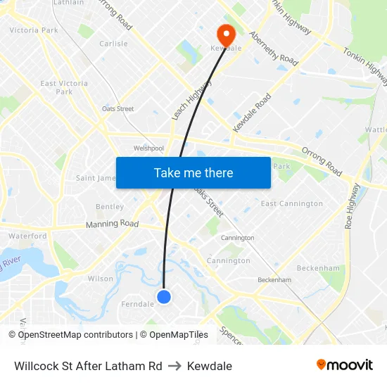 Willcock St After Latham Rd to Kewdale map
