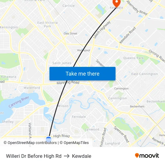 Willeri Dr Before High Rd to Kewdale map