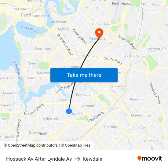 Hossack Av After Lyndale Av to Kewdale map