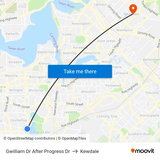 Gwilliam Dr After Progress Dr to Kewdale map