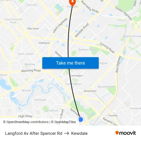 Langford Av After Spencer Rd to Kewdale map