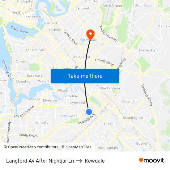 Langford Av After Nightjar Ln to Kewdale map
