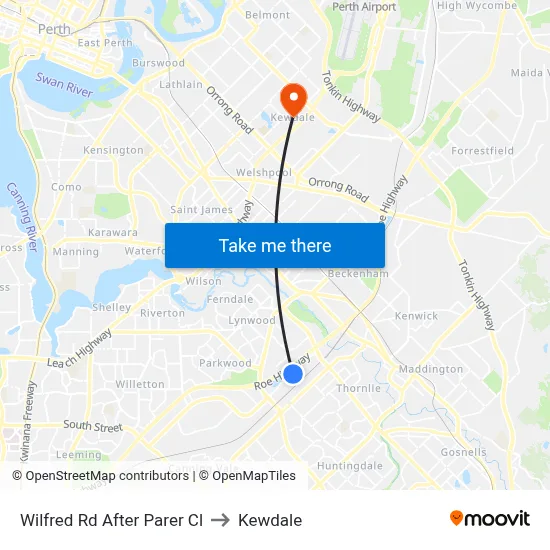 Wilfred Rd After Parer Cl to Kewdale map