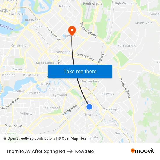 Thornlie Av After Spring Rd to Kewdale map