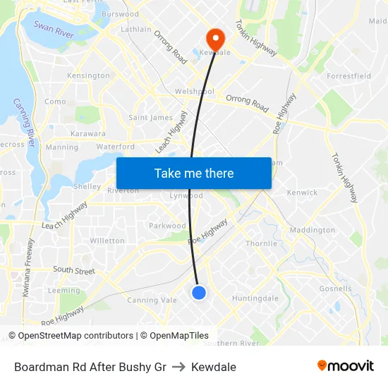 Boardman Rd After Bushy Gr to Kewdale map