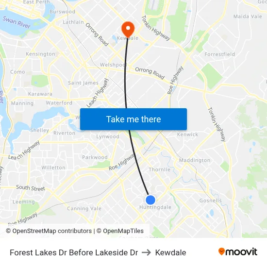 Forest Lakes Dr Before Lakeside Dr to Kewdale map