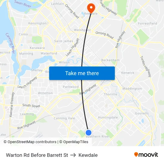 Warton Rd Before Barrett St to Kewdale map