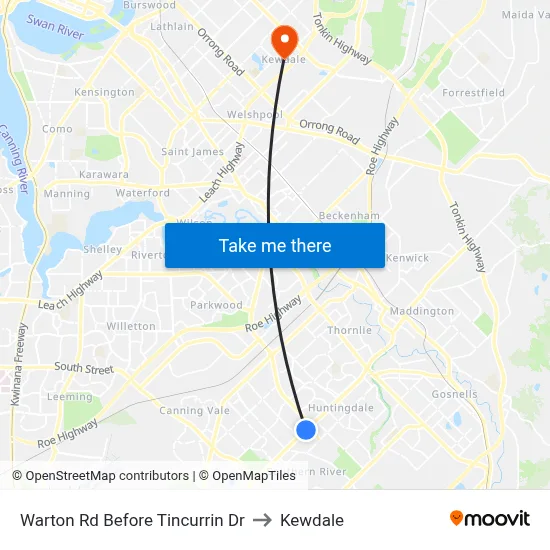 Warton Rd Before Tincurrin Dr to Kewdale map