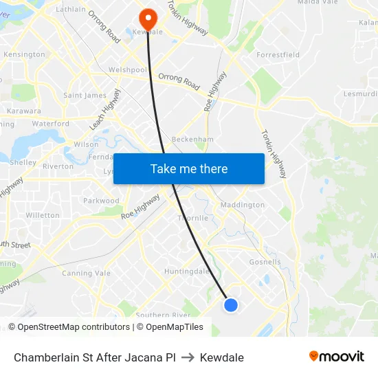 Chamberlain St After Jacana Pl to Kewdale map