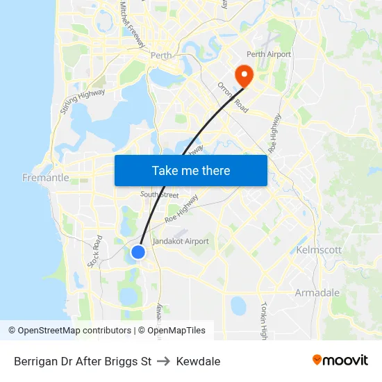 Berrigan Dr After Briggs St to Kewdale map