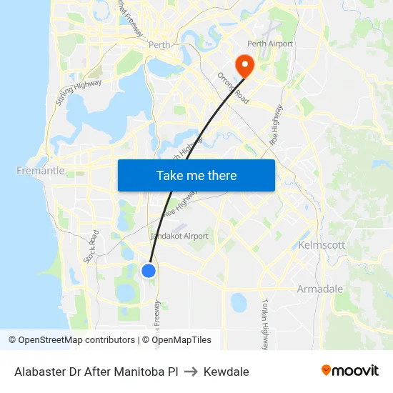 Alabaster Dr After Manitoba Pl to Kewdale map