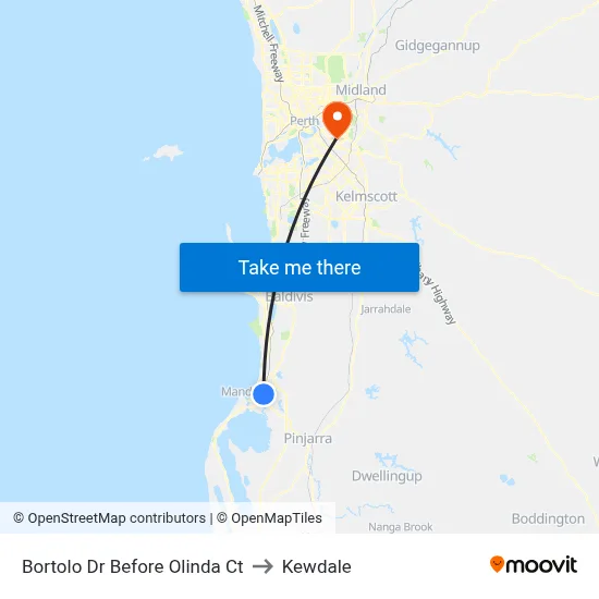 Bortolo Dr Before Olinda Ct to Kewdale map