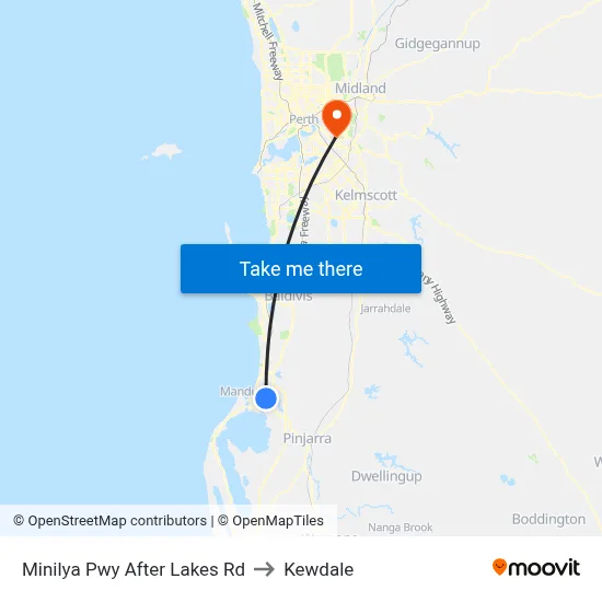 Minilya Pwy After Lakes Rd to Kewdale map