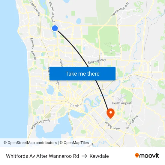 Whitfords Av After Wanneroo Rd to Kewdale map