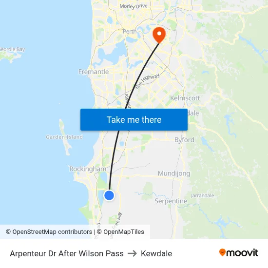 Arpenteur Dr After Wilson Pass to Kewdale map