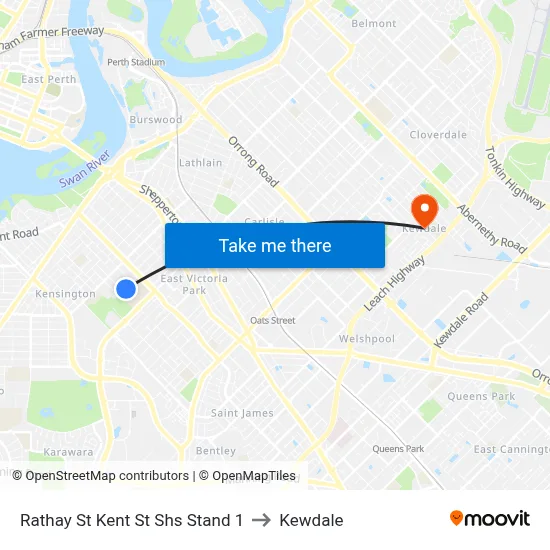 Rathay St Kent St Shs Stand 1 to Kewdale map
