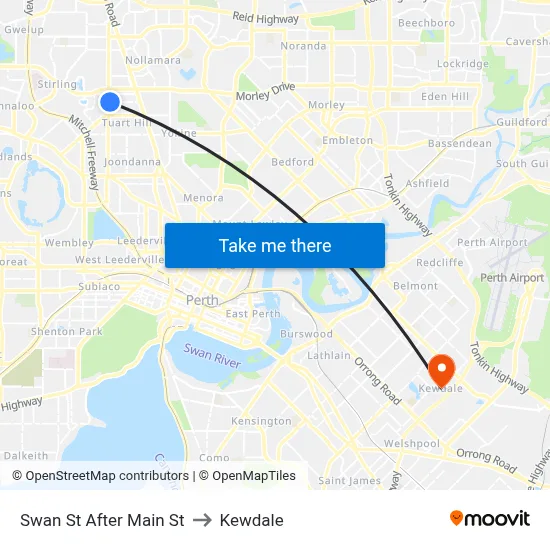 Swan St After Main St to Kewdale map
