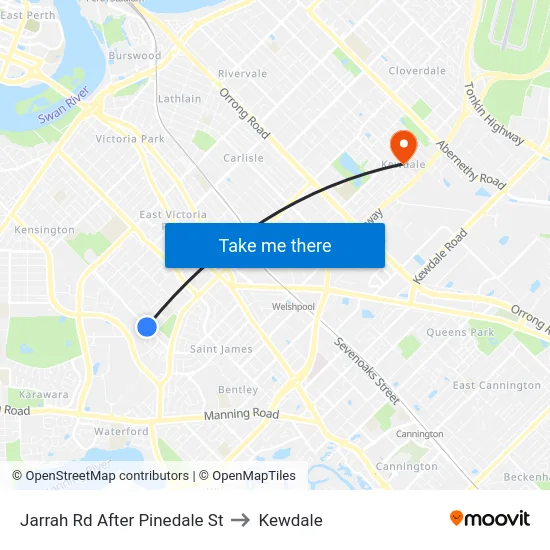 Jarrah Rd After Pinedale St to Kewdale map