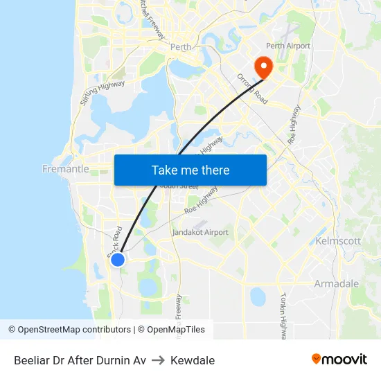 Beeliar Dr After Durnin Av to Kewdale map