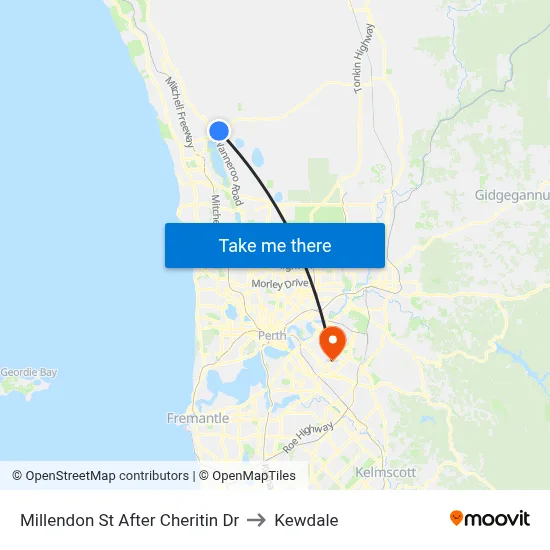 Millendon St After Cheritin Dr to Kewdale map