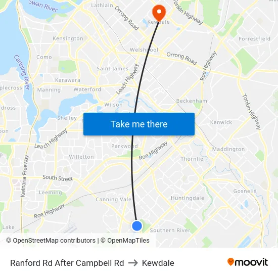 Ranford Rd After Campbell Rd to Kewdale map