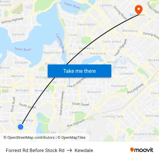 Forrest Rd Before Stock Rd to Kewdale map