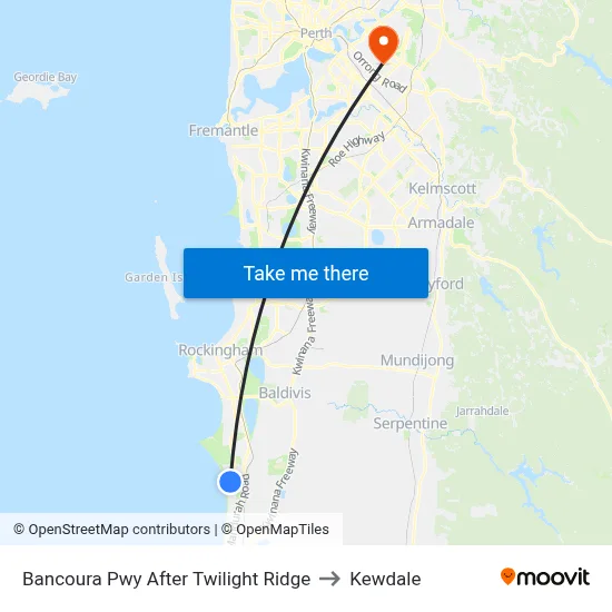 Bancoura Pwy After Twilight Ridge to Kewdale map