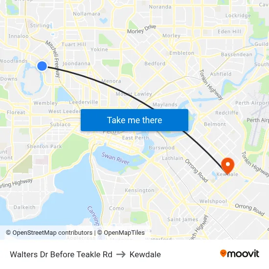 Walters Dr Before Teakle Rd to Kewdale map
