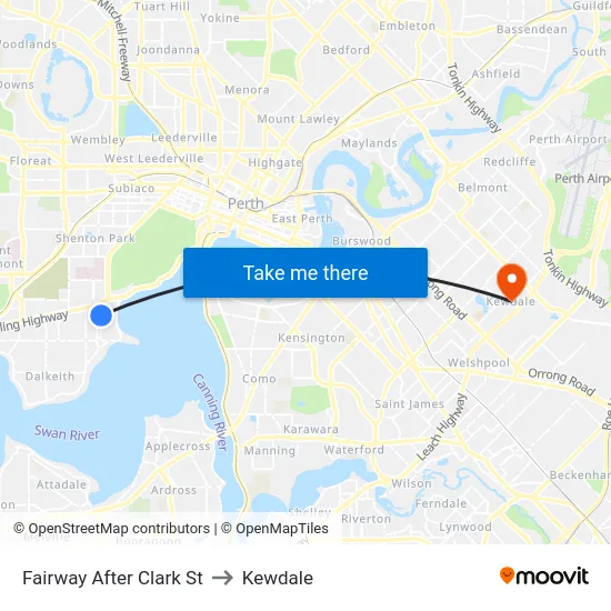 Fairway   After Clark St to Kewdale map