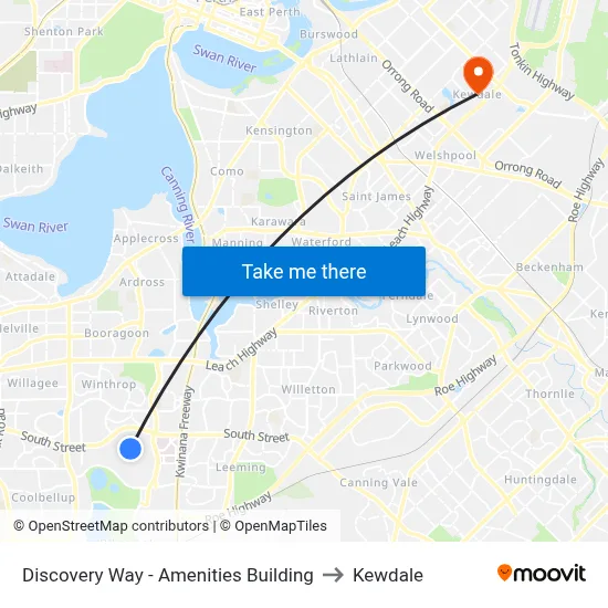 Discovery Way - Amenities Building to Kewdale map
