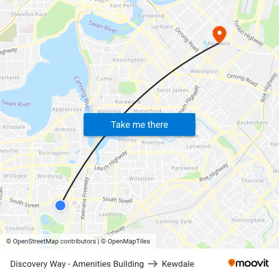 Discovery Way - Amenities Building to Kewdale map