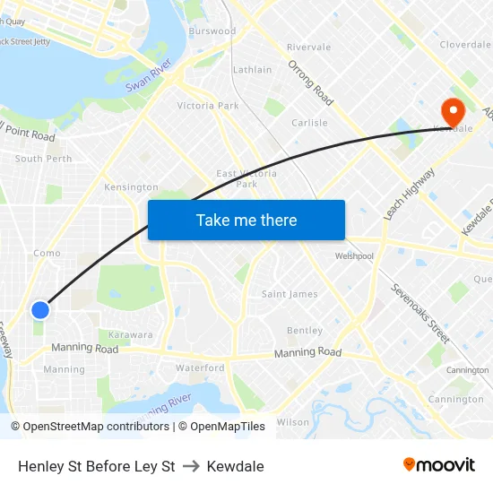 Henley St Before Ley St to Kewdale map