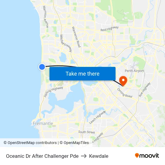 Oceanic Dr After Challenger Pde to Kewdale map