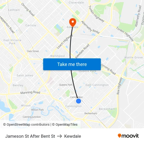 Jameson St After Bent St to Kewdale map