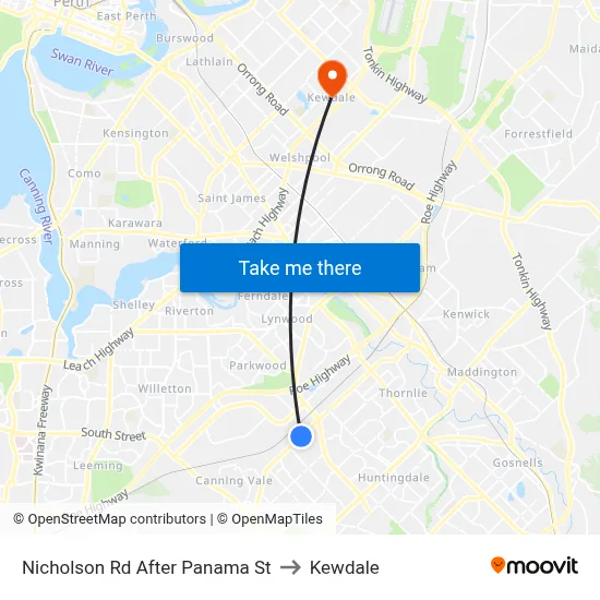 Nicholson Rd After Panama St to Kewdale map