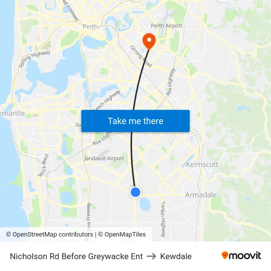 Nicholson Rd Before Greywacke Ent to Kewdale map
