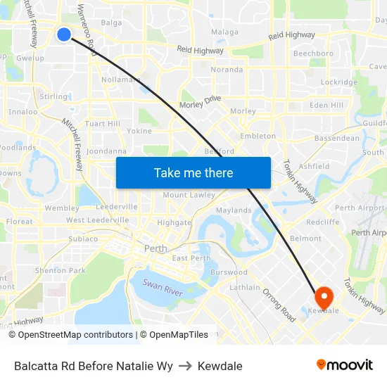Balcatta Rd Before Natalie Wy to Kewdale map