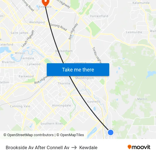 Brookside Av After Connell Av to Kewdale map