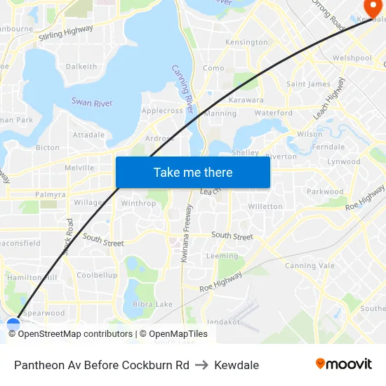 Pantheon Av Before Cockburn Rd to Kewdale map