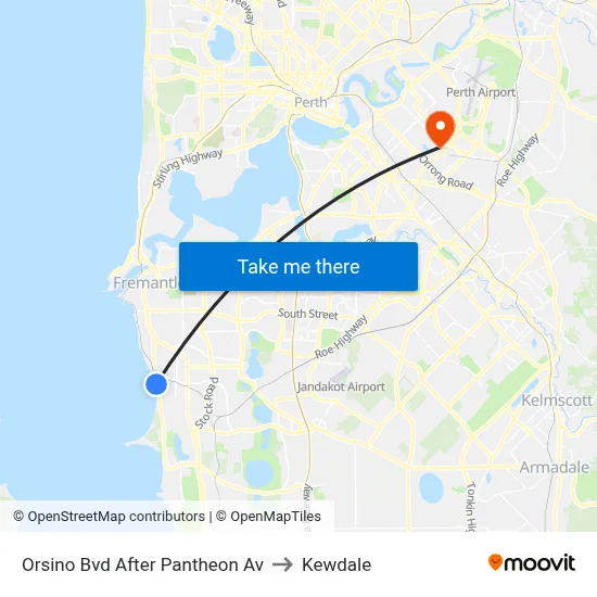Orsino Bvd After Pantheon Av to Kewdale map