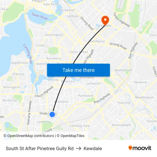 South St After Pinetree Gully Rd to Kewdale map
