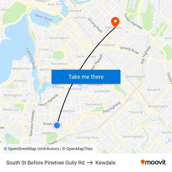 South St Before Pinetree Gully Rd to Kewdale map