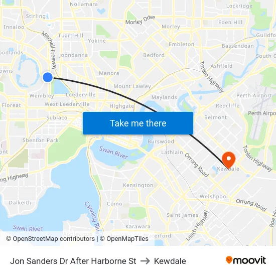 Jon Sanders Dr After Harborne St to Kewdale map