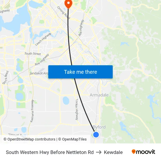 South Western Hwy Before Nettleton Rd to Kewdale map