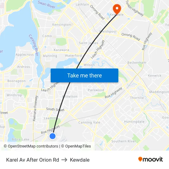 Karel Av After Orion Rd to Kewdale map