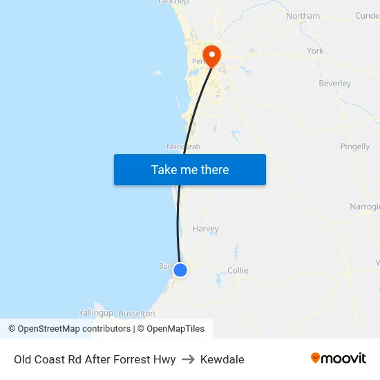 Old Coast Rd After Forrest Hwy to Kewdale map