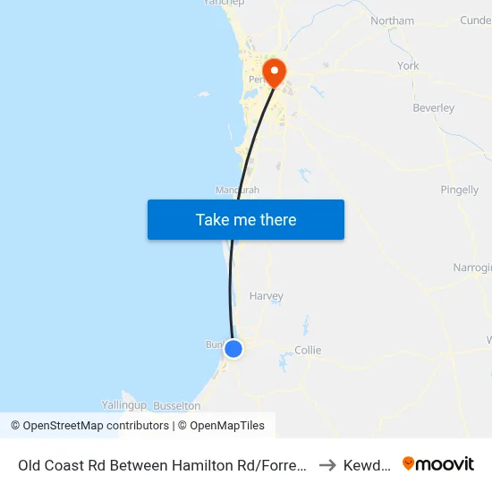 Old Coast Rd Between Hamilton Rd/Forrest Hwy to Kewdale map