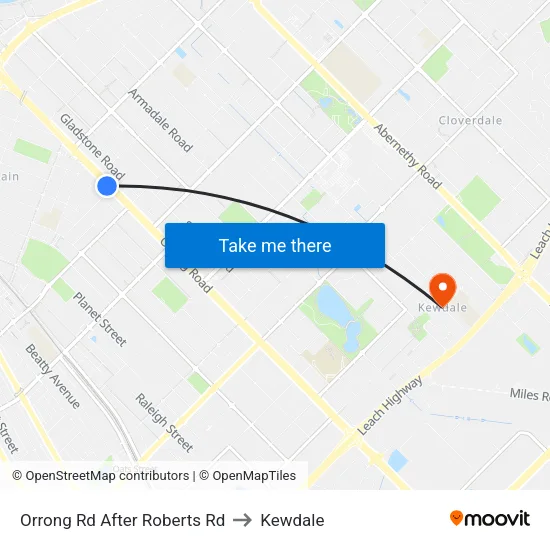 Orrong Rd After Roberts Rd to Kewdale map