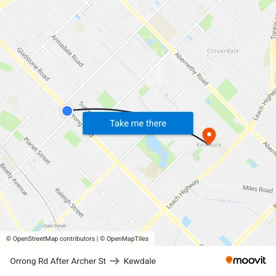 Orrong Rd After Archer St to Kewdale map